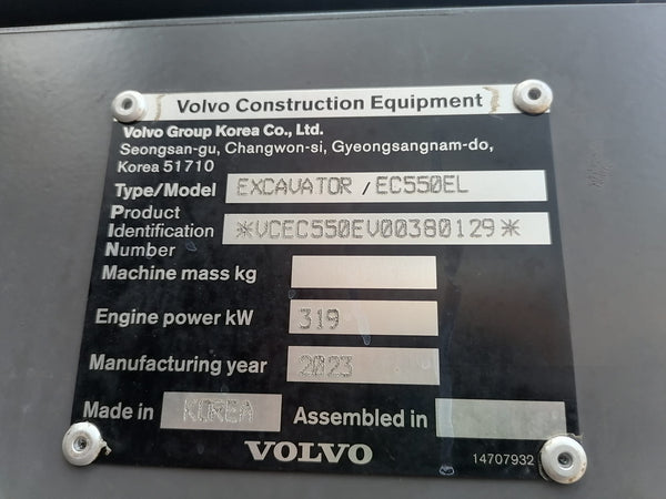 VOLVO EXCAVATOR EC550EL - (EV550-001)