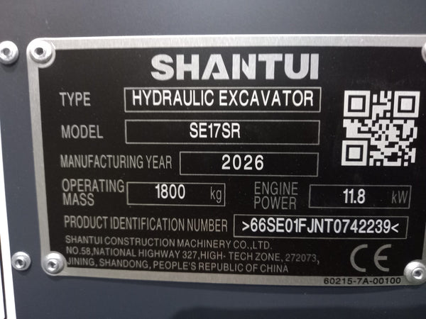 BRAND NEW SHANTUI EXCAVATOR SE17SR (ME-214)