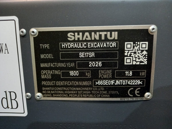 BRAND NEW SHANTUI EXCAVATOR SE17SR (ME-212)