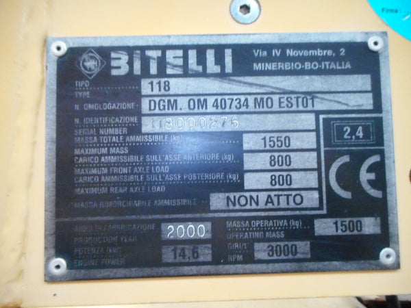 BITELLI VIBRATORY TANDEM DRUM ROLLER 118 - (VR-259)