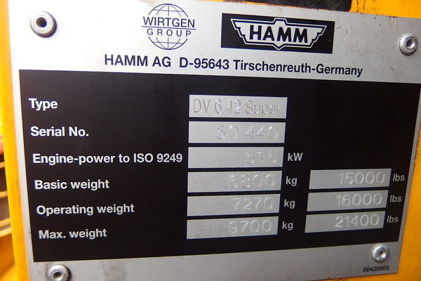 HAMM VIBRATORY TANDEM DRUM ROLLER DV6 - (VR-220)