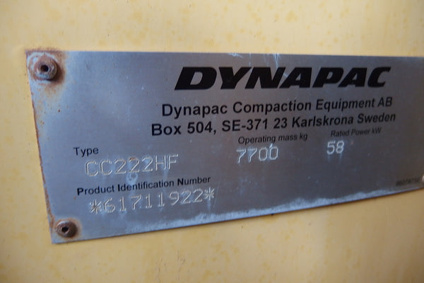 DYNAPAC VIBRATORY TANDEM DRUM ROLLER CC222HF - (VR-227)