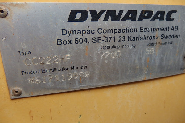 DYNAPAC VIBRATORY TANDEM DRUM ROLLER CC222HF - (VR-229)