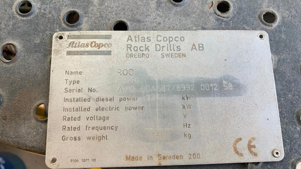 ATLAS COPCO CRAWLER DRILL ROC F9-10 - (CD-050)